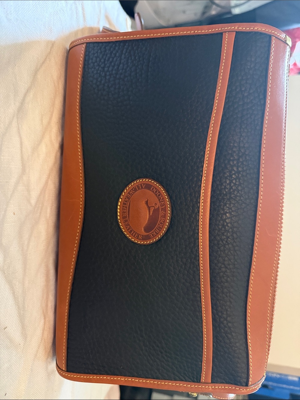 Dooney & Bourke Black and Brown Leather Toiletry Bag